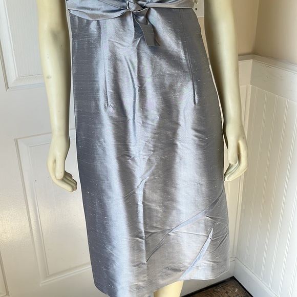 SIRI Women’s Silk Strapless Hepburn Silver Gray A-Line Sheath Dress 6 - Picture 5 of 13